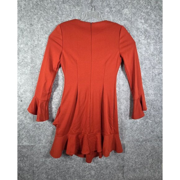 Gianni Bini The In Crowd Bell Sleeve Ruffle tiered Sophie Dress burnt orange 6 - Picture 6 of 9